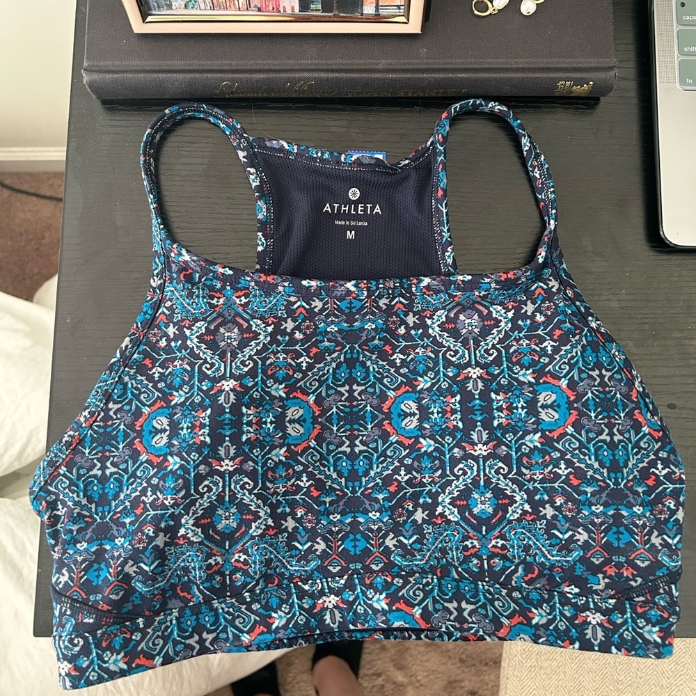 Athleta Blue Patterned Sports Bra